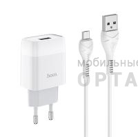 Блок питания сетевой 1 USB HOCO C72A, Glorious, 2100mA, пластик, кабель микро USB, цвет: белый (1/30/180)