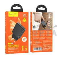 Блок питания сетевой 1 USB, 1 Type-C HOCO N37 Delgado, 3000mA, пластик, QC3.0, PD20Вт, цвет: чёрный (1/23/230)