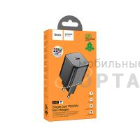 Блок питания сетевой 1 Type-C HOCO N40 Mighty, 3000mA, пластик, QC3.0, PD20Вт, цвет: чёрный (1/12/120)