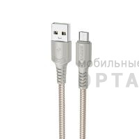 Кабель Usb to Micro BOROFONE BX116 Certain, 1.0м, 2.4A, ткань, цвет: серый (1/360)