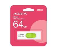 Флешка USB 64Gb ADATA UV320, USB 3.2, пластик, R - 100 MB/s, белый, зеленая вставка