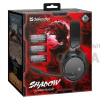 Наушники игровые Shadow DEFENDER черный, софттач, провод 2м Наушники игровые Shadow DEFENDER черный, софттач, провод 2м